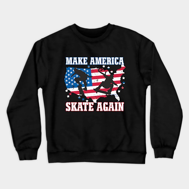 Skater Make America Skate Again Crewneck Sweatshirt by FloraLi